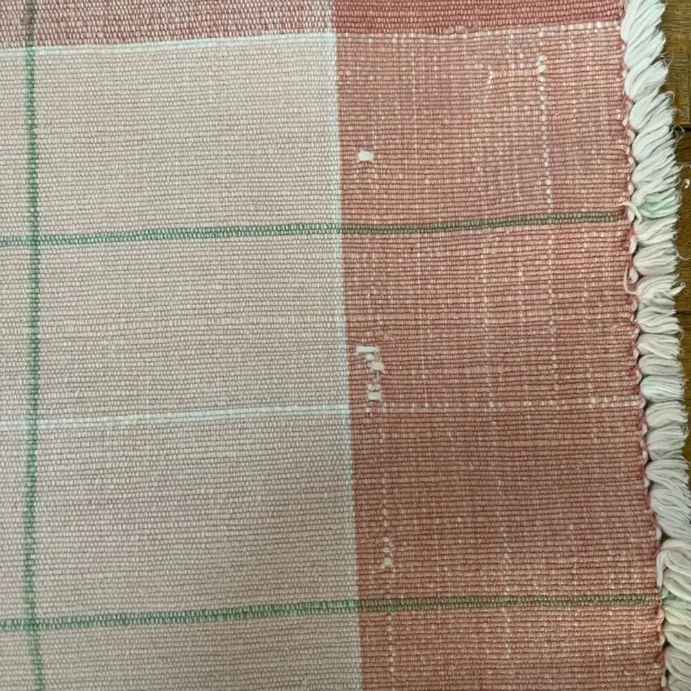 Set of 4 Pink Checkered Cloth Cotton Placemats 11.5